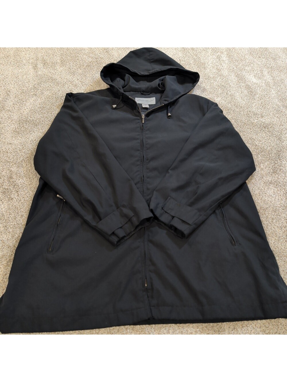 Eddie Bauer Women's Black Hooded Jacket Size L Polyester Shell (Looks Brand New)